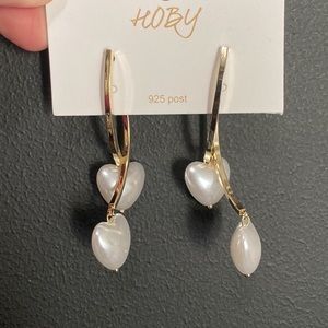 Heart Shape Pearl Hoop Earrings